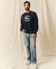 Tees & Sweats | Men The Great. The Men's College Sweatshirt. Graphic Stargazer Blue With Mountain