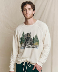 Tees & Sweats | Men The Great. The Men's College Sweatshirt. Graphic Washed White With Black Bear