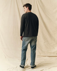 Tees & Sweats | Men The Great. The Men's Pure Knits Long Sleeve Boxy Crew. Solid Almost Black