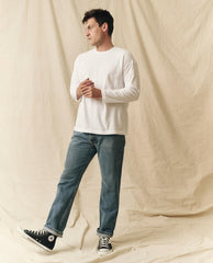 Tees & Sweats | Men The Great. The Men's Pure Knits Long Sleeve Boxy Crew. Solid True White