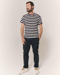 Tees & Sweats | Men The Great. The Men's Slim Tee. Navy And Cream Scholar Stripe