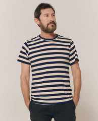 Tees & Sweats | Men The Great. The Men's Slim Tee. Navy And Cream Scholar Stripe