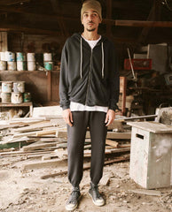 Tees & Sweats | Men The Great. The Men's Zip Up Hoodie. Almost Black