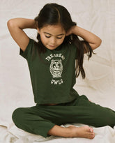 Tees & Sweats | Kids The Great. The Little Boxy Crew. Graphic Dark Forest With Owl Graphic