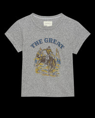 Tees & Sweats | Kids The Great. The Little Boxy Crew. Graphic Heather Grey With Rodeo Graphic