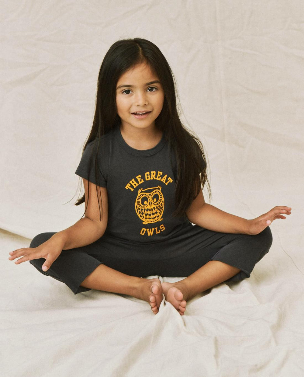 Tees & Sweats | Kids The Great. The Little Boxy Crew. Graphic Navy With Owl Graphic