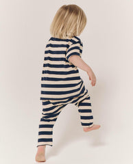 Tees & Sweats | Kids The Great. The Little Boxy Crew. Novelty Navy And Cream Scholar Stripe