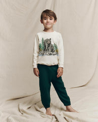 Tees & Sweats | Kids The Great. The Little College Sweatshirt. Graphic Washed White With Black Bear