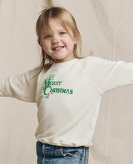 Tees & Sweats | Kids The Great. The Little College Sweatshirt. Graphic Washed White With Merry Chri