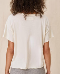 Tees | Women The Great. The Crop Tee. Solid Washed White