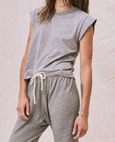 Tees | Women The Great. The Peak Shoulder Tee. Heather Grey
