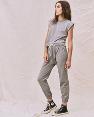 Tees | Women The Great. The Peak Shoulder Tee. Heather Grey