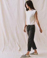 Tees | Women The Great. The Peak Shoulder Tee. Washed White