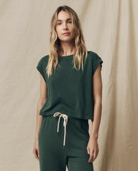 Tees | Women The Great. The Square Tee. Solid Deep Sea Green