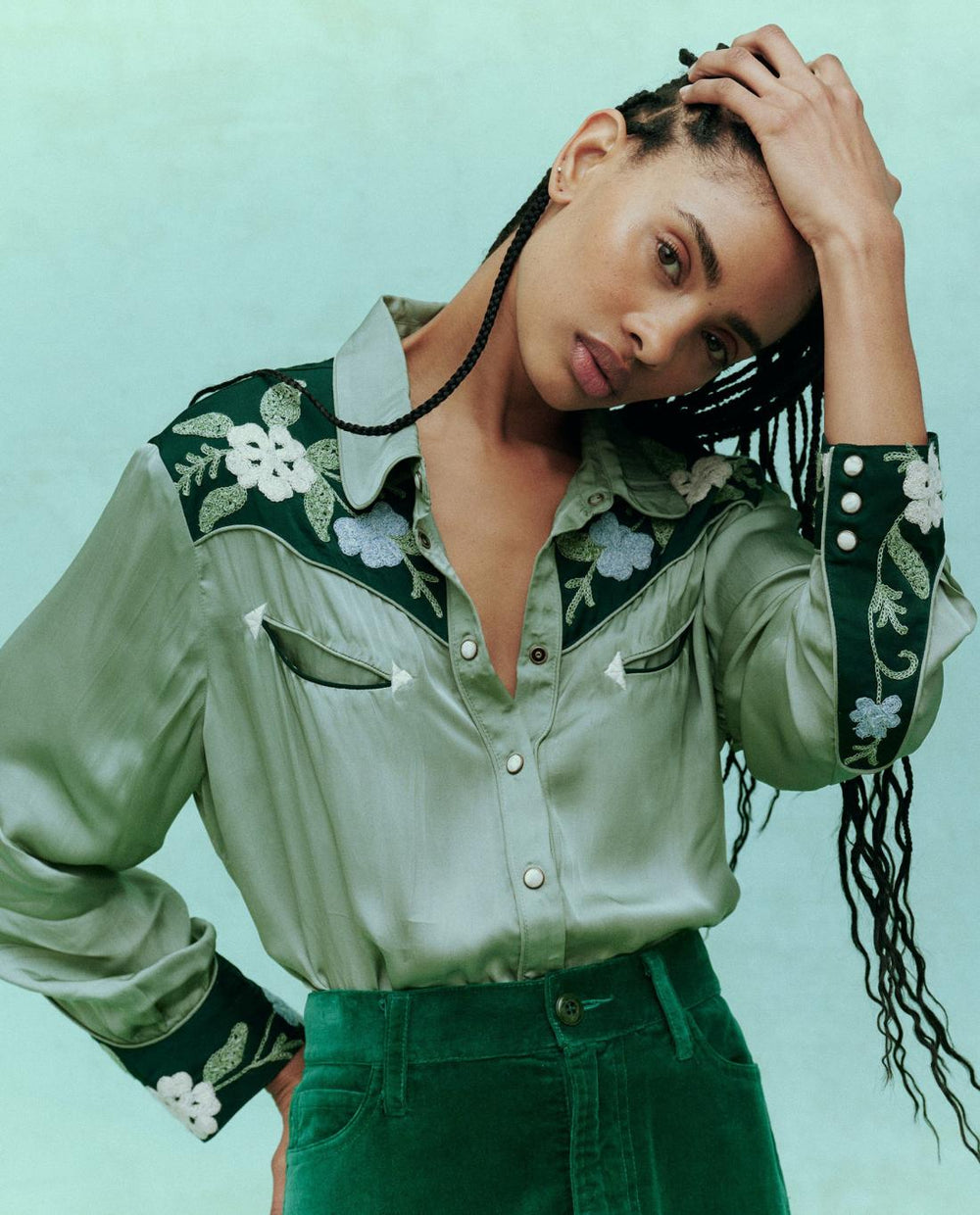 Tops | Women The Great. The Western Heritage Shirt. Dried Sage