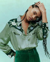 Tops | Women The Great. The Western Heritage Shirt. Dried Sage