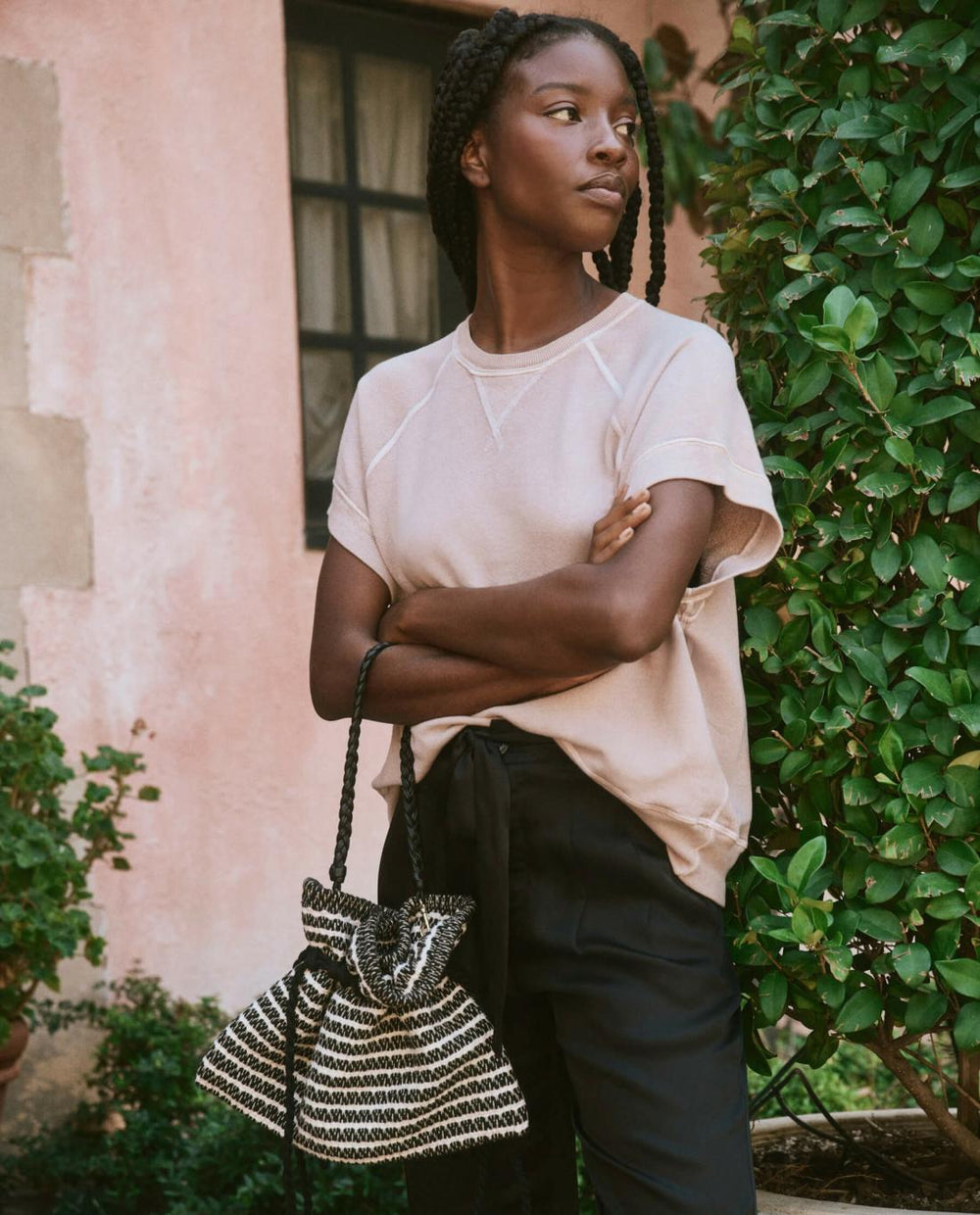 Accessories | Women The Great. The Cinched Bag. Black And Cream