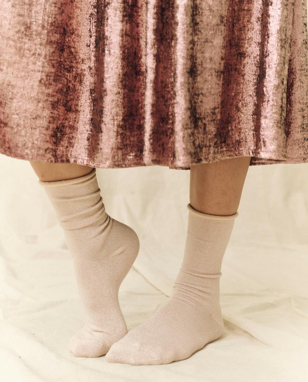 Accessories | Women The Great. The Lurex Sock. Pale Rose