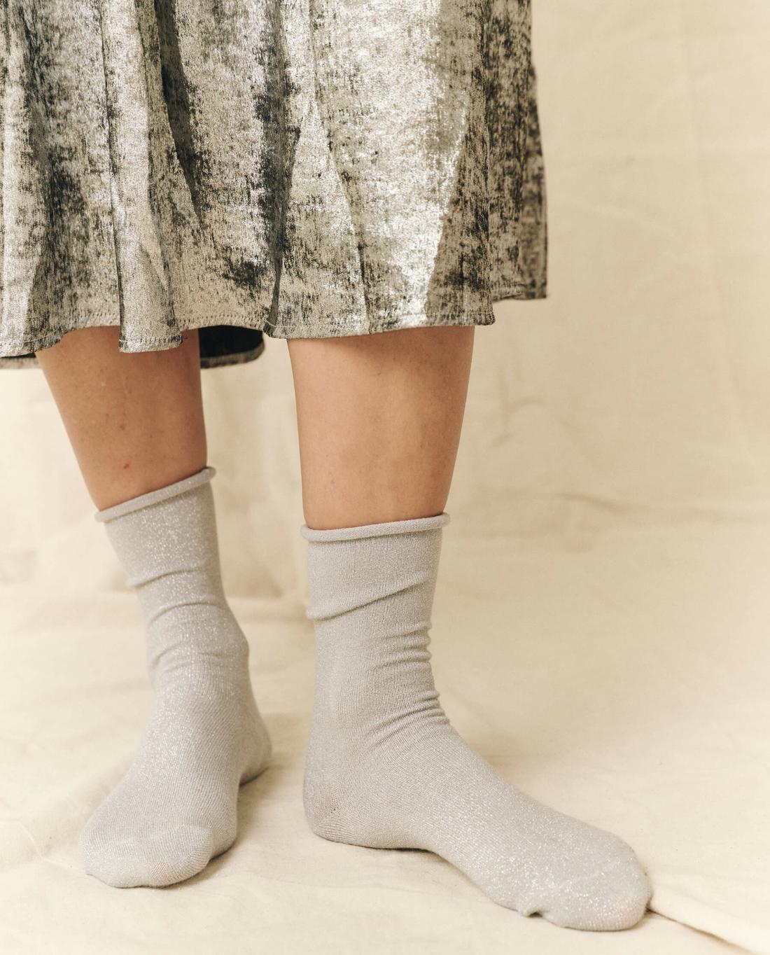 Accessories | Women The Great. The Lurex Sock. Silver