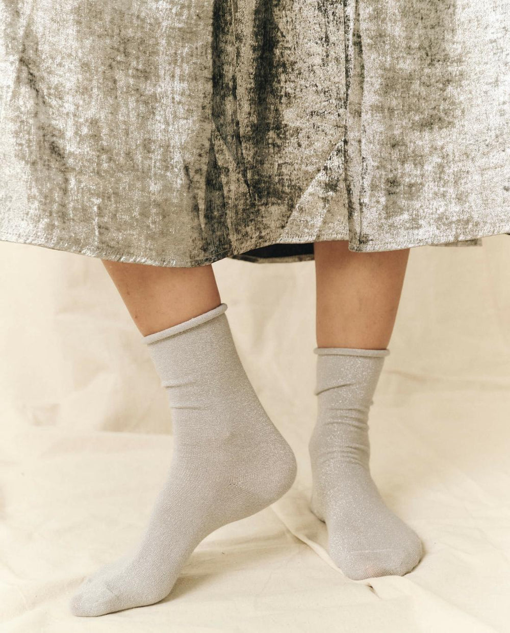 Accessories | Women The Great. The Lurex Sock. Silver
