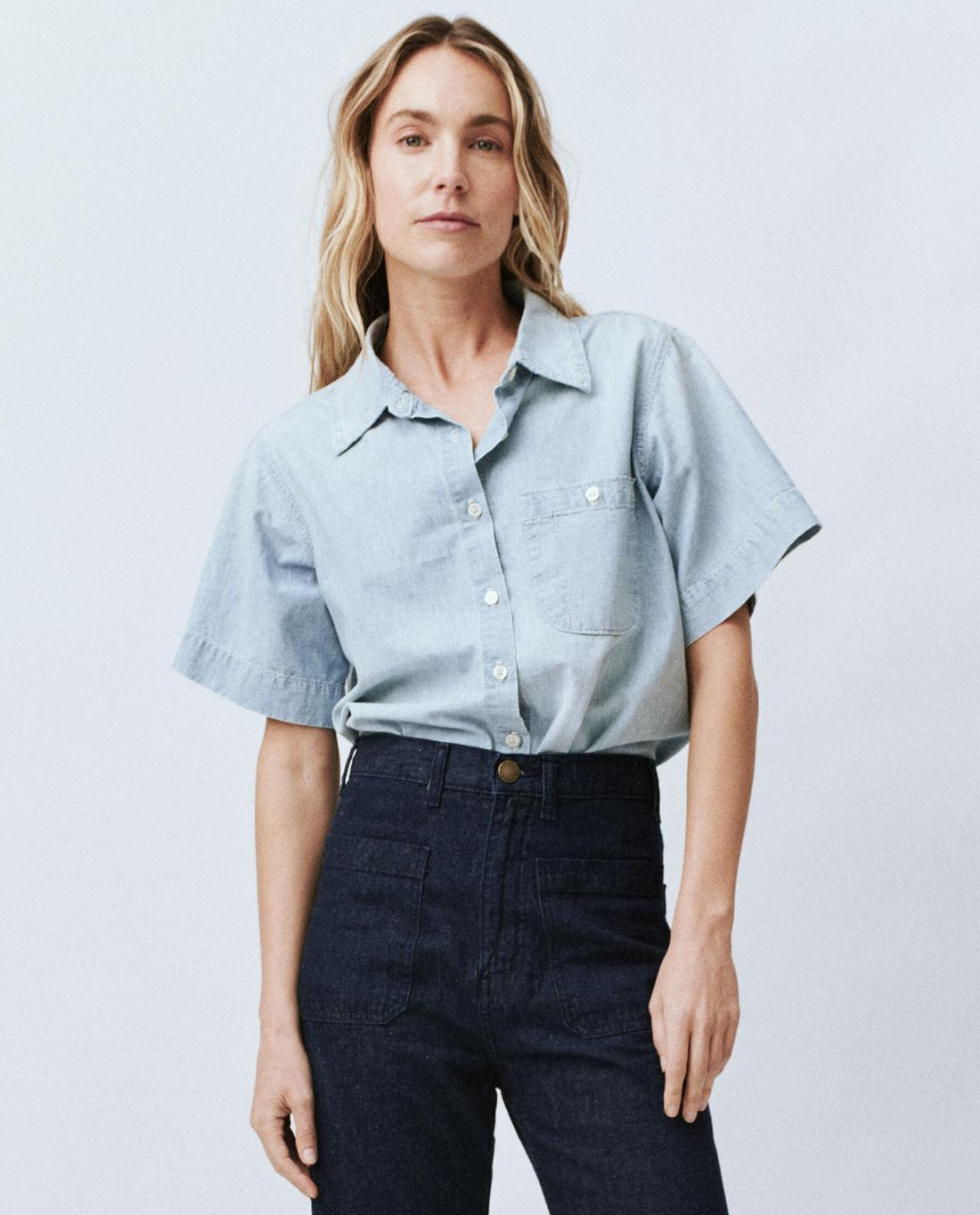 Denim | Women The Great. The County Top. Riverbed Wash