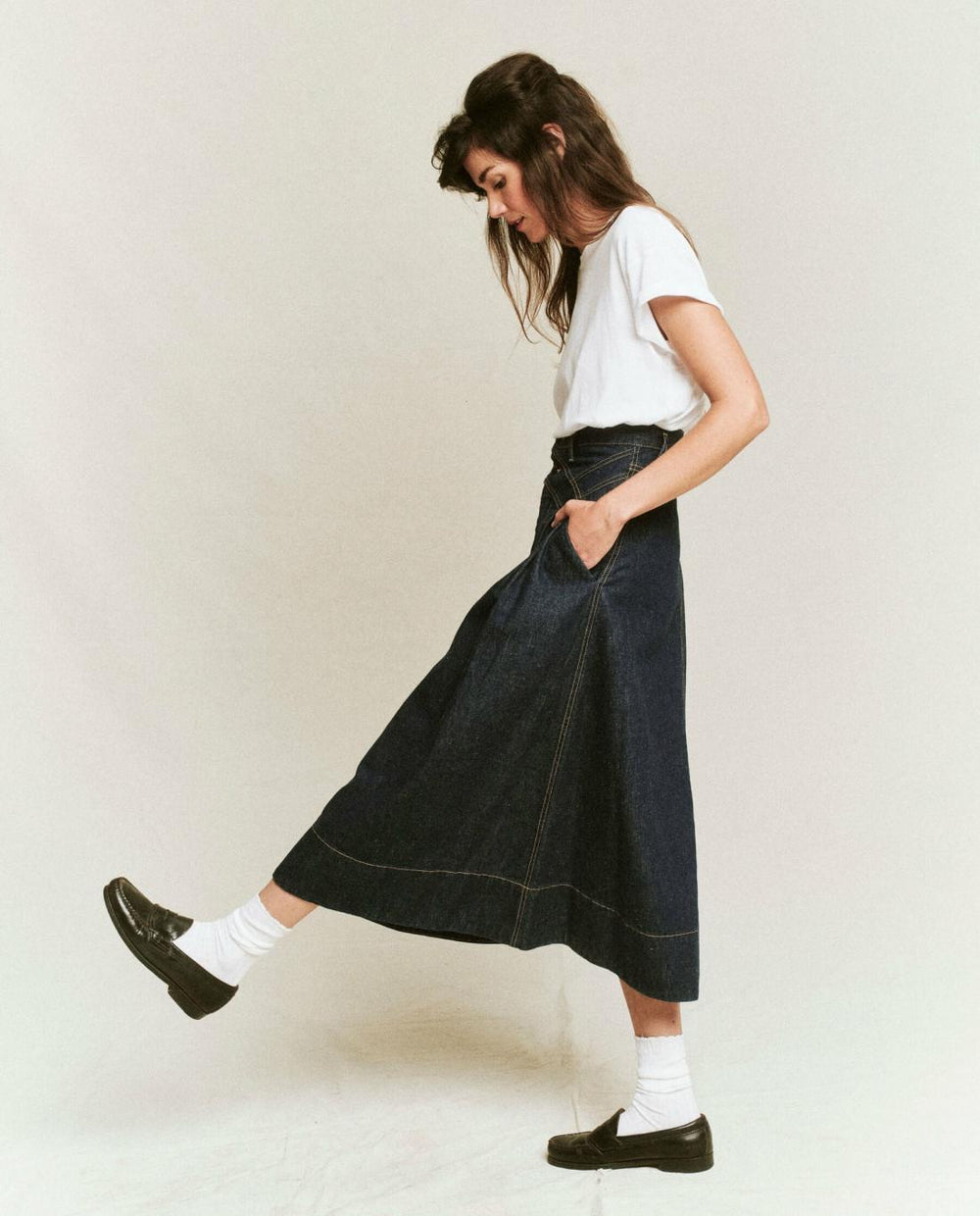 Denim | Women The Great. The Field Skirt. Rinse Wash