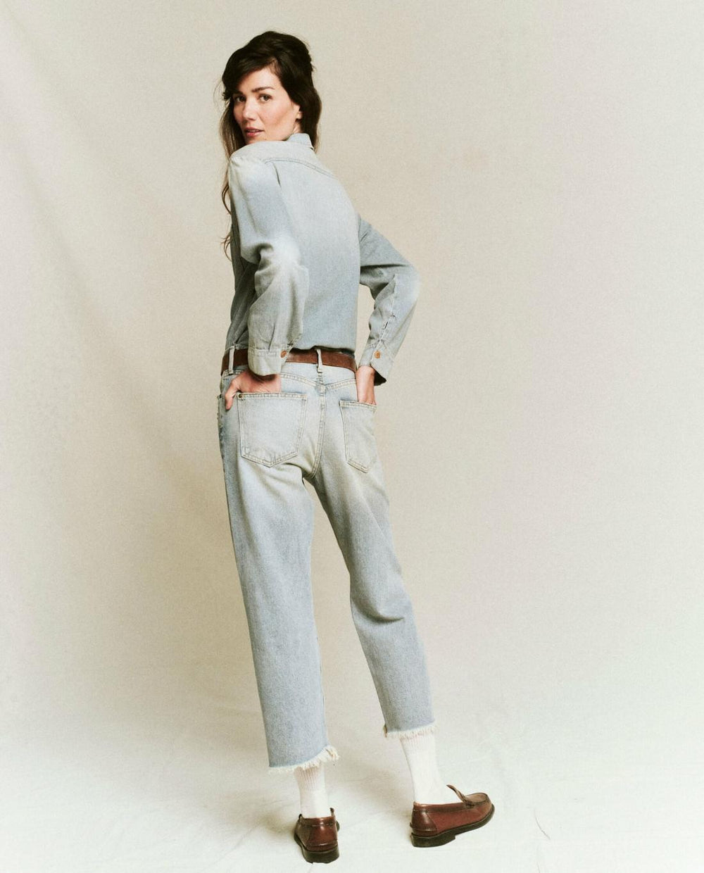 Denim | Women The Great. The Harbor Shirt. Asphalt Wash