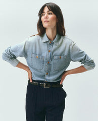 Denim | Women The Great. The Harbor Shirt. Asphalt Wash