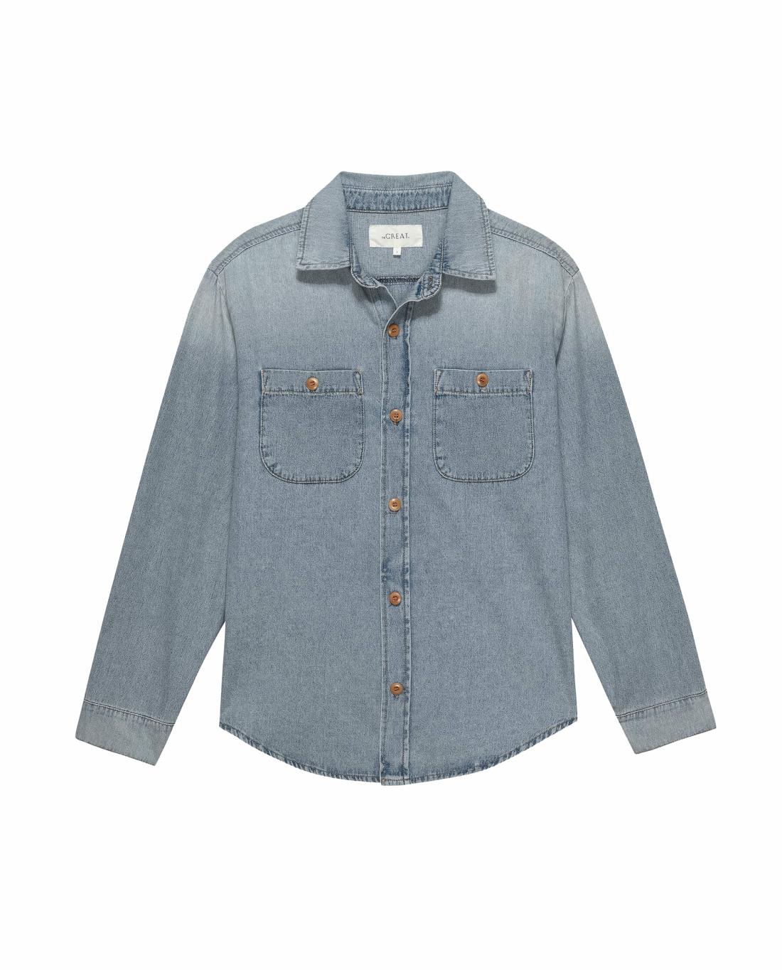 Denim | Women The Great. The Harbor Shirt. Asphalt Wash