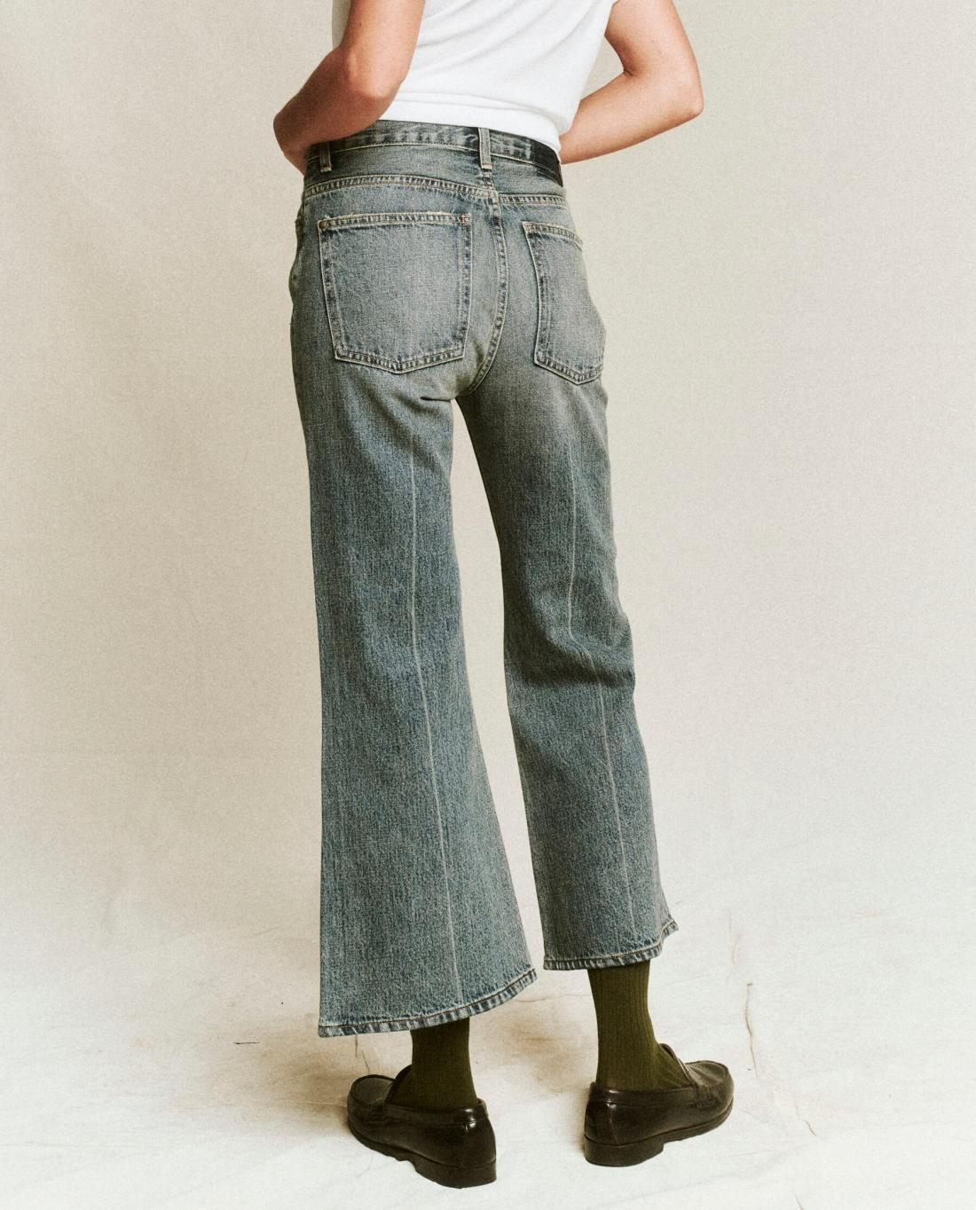 Denim | Women The Great. The Kick Bell Jean. Cliff Wash