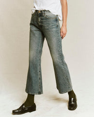 Denim | Women The Great. The Kick Bell Jean. Cliff Wash