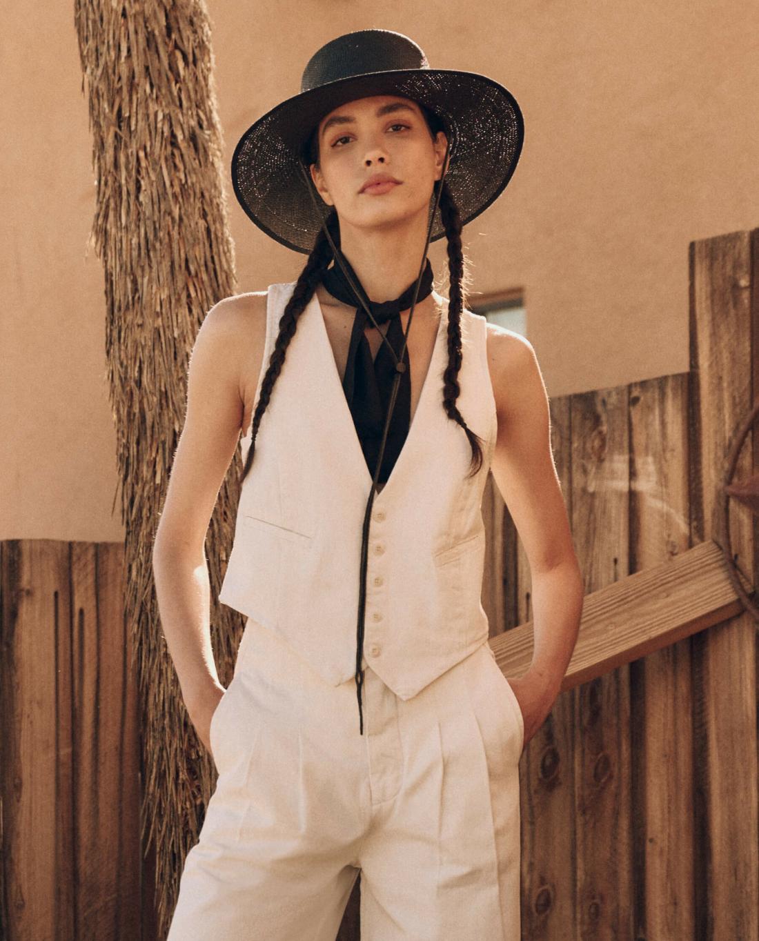 Denim | Women The Great. The Suit Vest. Natural Hemp