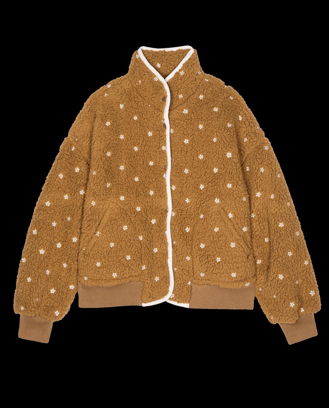 Jackets &amp; Outerwear | Women The Great. The Blackbird Jacket. Teddy With Cream Floral Embroidery