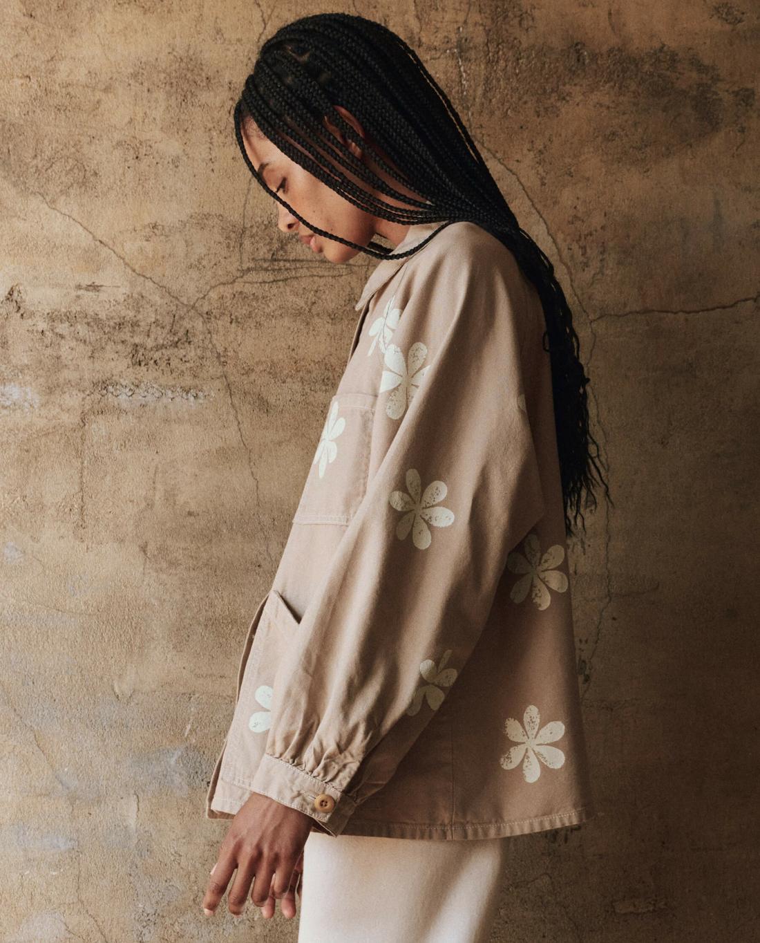 Jackets &amp; Outerwear | Women The Great. The Commodore Jacket With Daisy Stamp. Khaki With Daisy Stamp