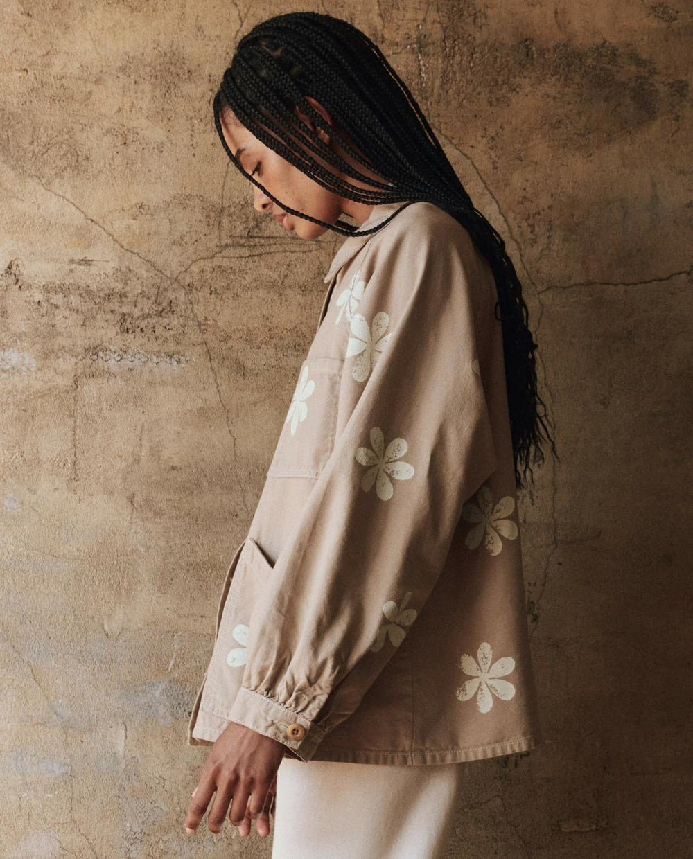 Jackets &amp; Outerwear | Women The Great. The Commodore Jacket With Daisy Stamp. Khaki With Daisy Stamp