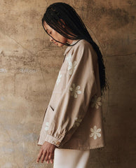 Jackets &amp; Outerwear | Women The Great. The Commodore Jacket With Daisy Stamp. Khaki With Daisy Stamp