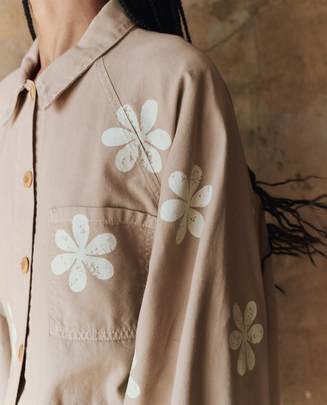 Jackets &amp; Outerwear | Women The Great. The Commodore Jacket With Daisy Stamp. Khaki With Daisy Stamp