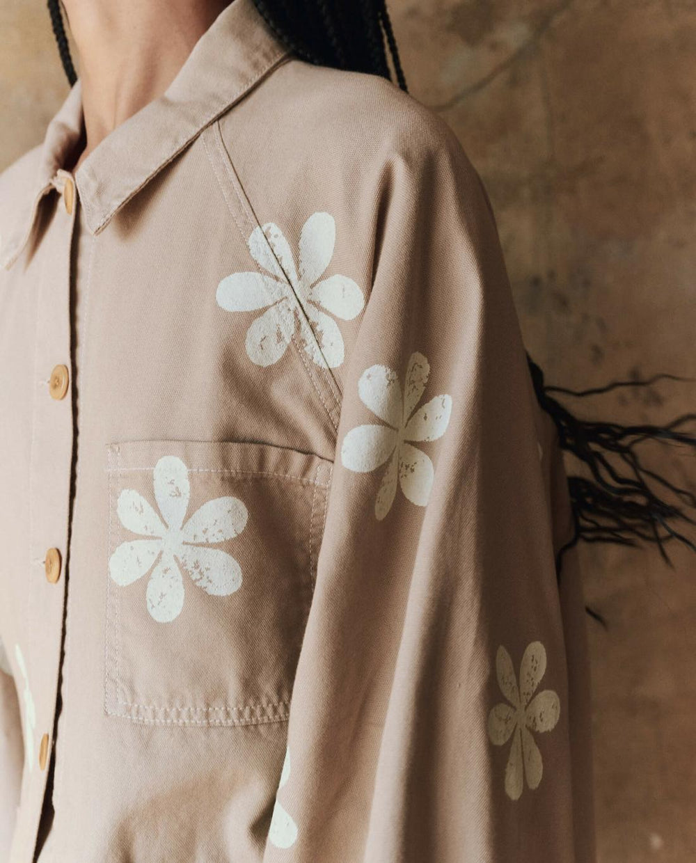 Jackets &amp; Outerwear | Women The Great. The Commodore Jacket With Daisy Stamp. Khaki With Daisy Stamp