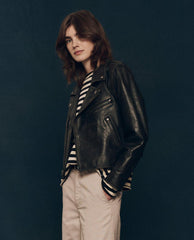 Jackets &amp; Outerwear | Women The Great. The Perfect Leather Jacket. Worn Black