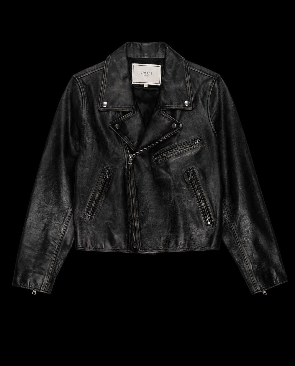 Jackets &amp; Outerwear | Women The Great. The Perfect Leather Jacket. Worn Black
