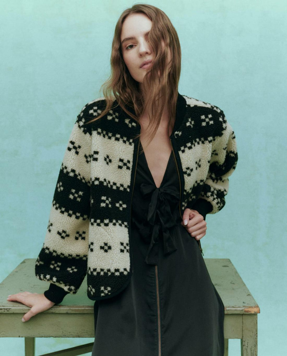 Jackets &amp; Outerwear | Women The Great. The Plush Bomber. Black Geo