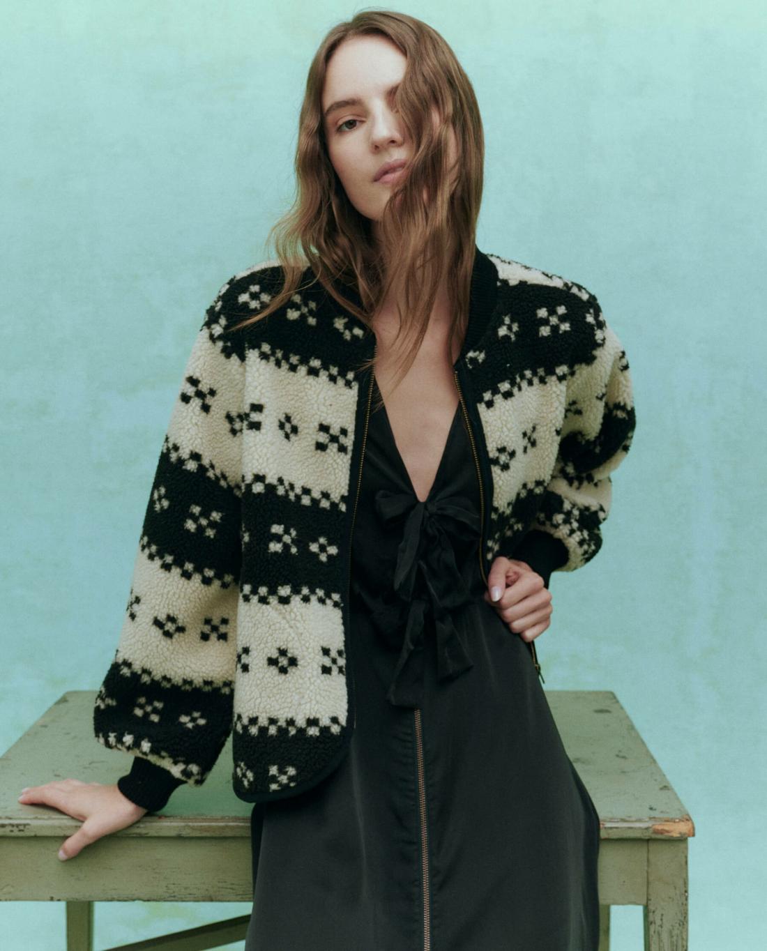 Jackets &amp; Outerwear | Women The Great. The Plush Bomber. Black Geo