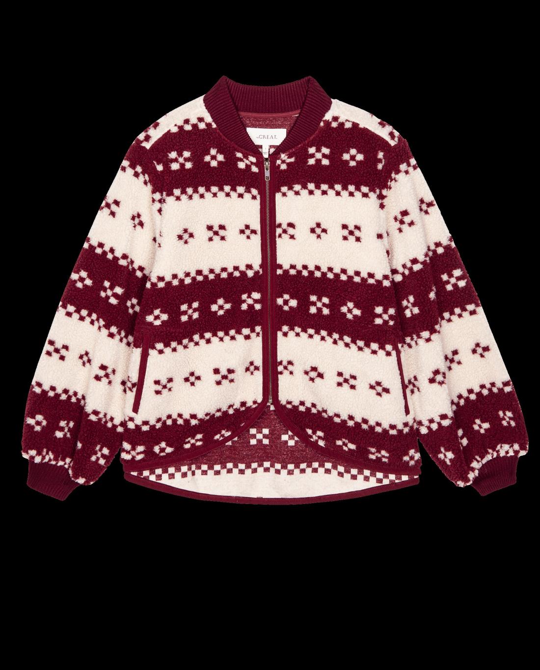 Jackets &amp; Outerwear | Women The Great. The Plush Bomber. Bordeaux Geo