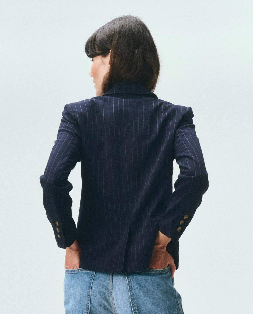 Jackets &amp; Outerwear | Women The Great. The Shrunken Blazer. Navy Pin Stripe