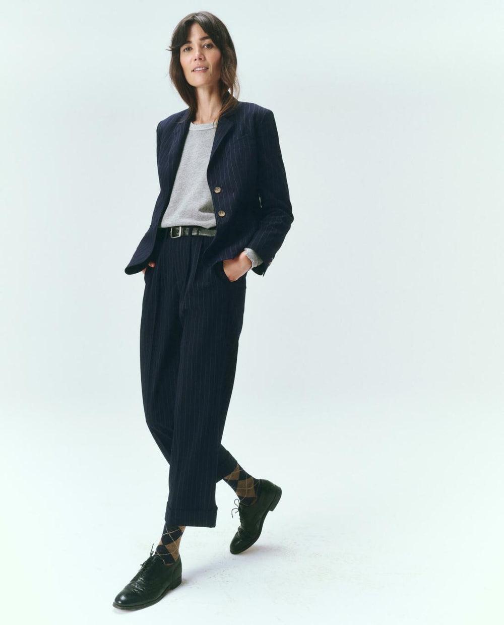 Jackets &amp; Outerwear | Women The Great. The Shrunken Blazer. Navy Pin Stripe