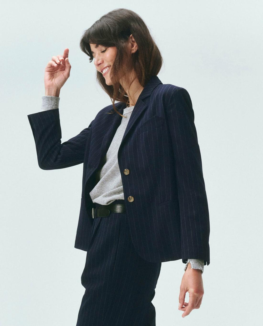 Jackets &amp; Outerwear | Women The Great. The Shrunken Blazer. Navy Pin Stripe