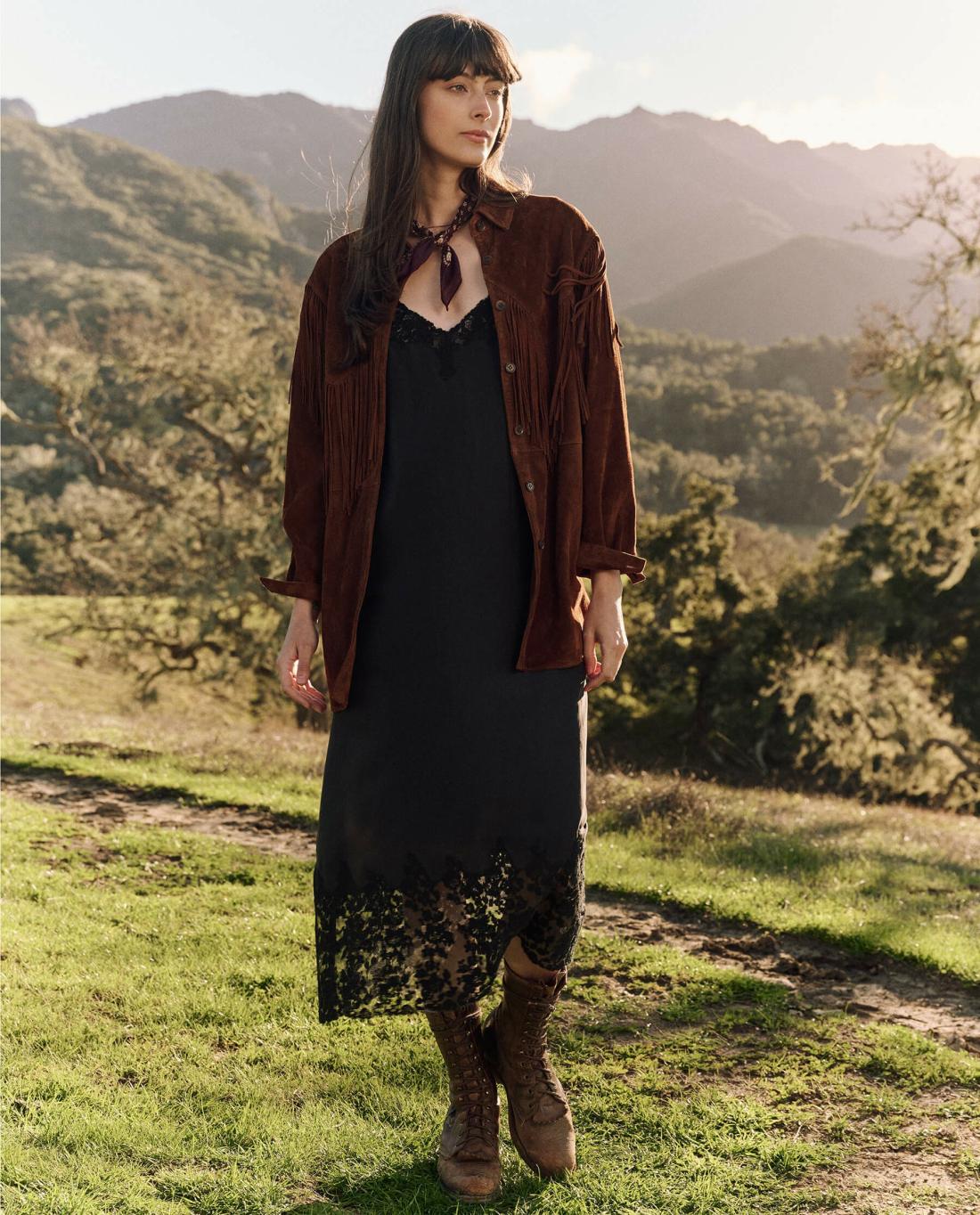 Jackets &amp; Outerwear | Women The Great. The Suede Fringe Shirt Jacket. Cognac