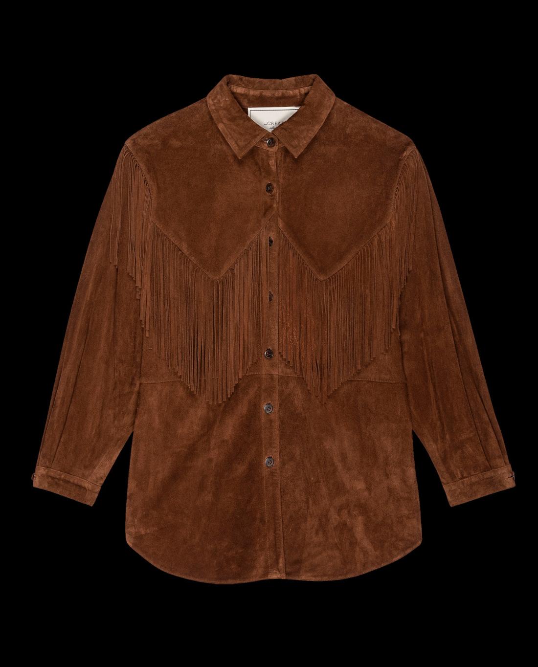 Jackets &amp; Outerwear | Women The Great. The Suede Fringe Shirt Jacket. Cognac