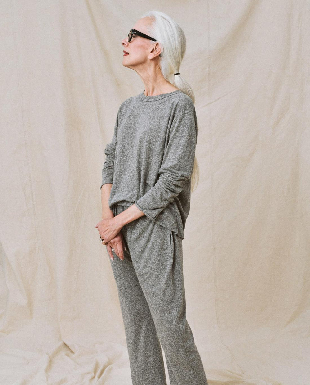 Long Sleeve Tees | Women The Great. The Long Sleeve Crop Tee. Heather Grey