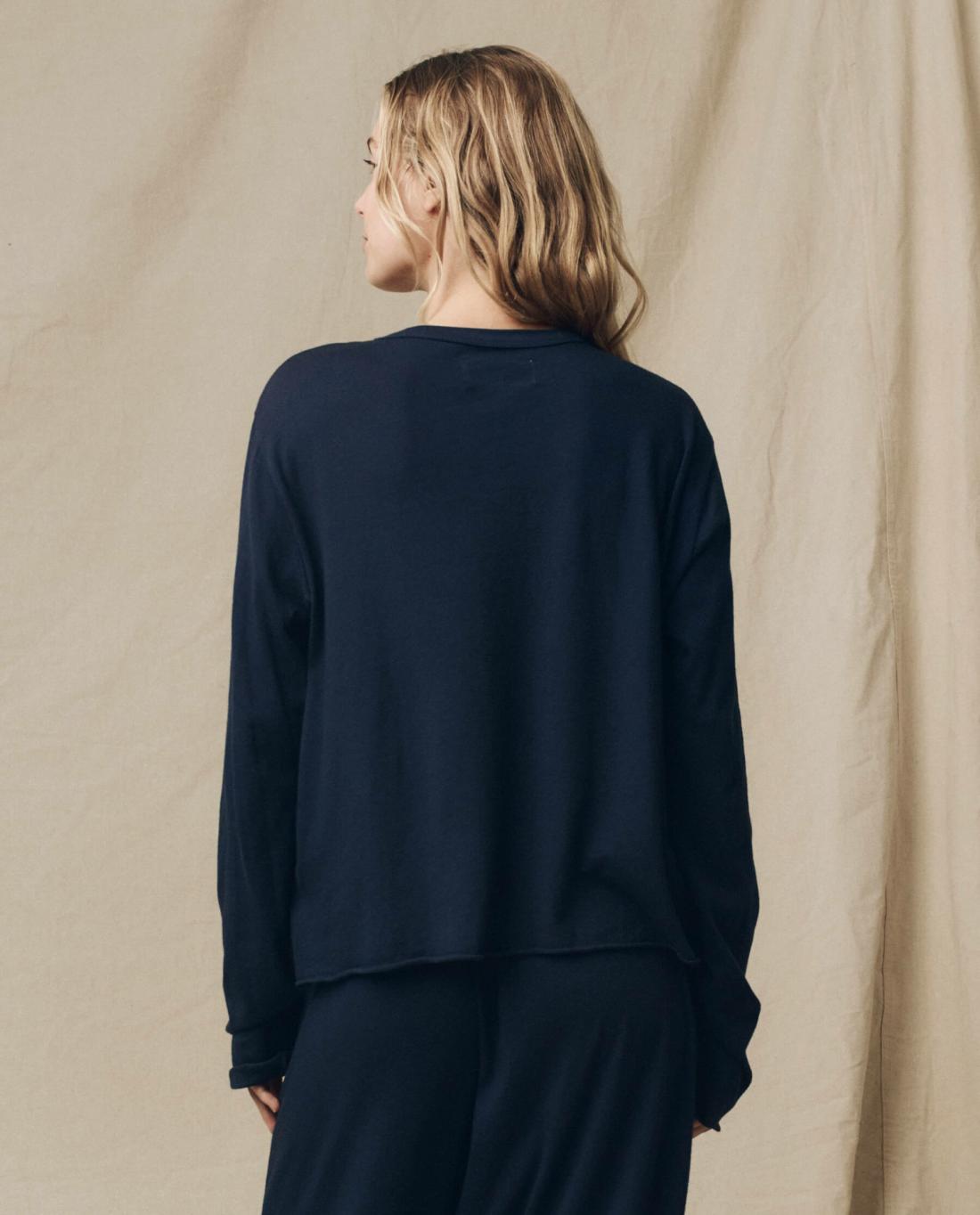 Long Sleeve Tees | Women The Great. The Long Sleeve Crop Tee. True Navy